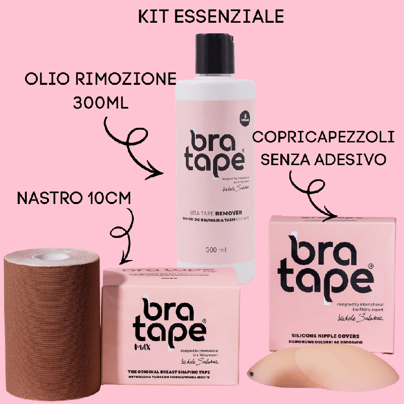 Bra tape kit 10cm con copri capezzoli e olio rimozione sicura reggiseno invisibile