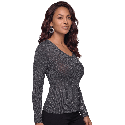 Maglia manica lunga scollo a V lana-seta con lurex Fraly
