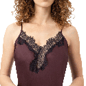 Pigiama set in viscosa e pizzo Luxury Mey Hot Maroon