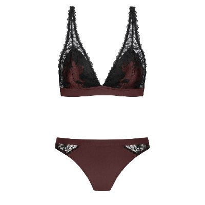 Completo Bralette e Brasiliana Mey Poetry Dream Hot Hot Maroon