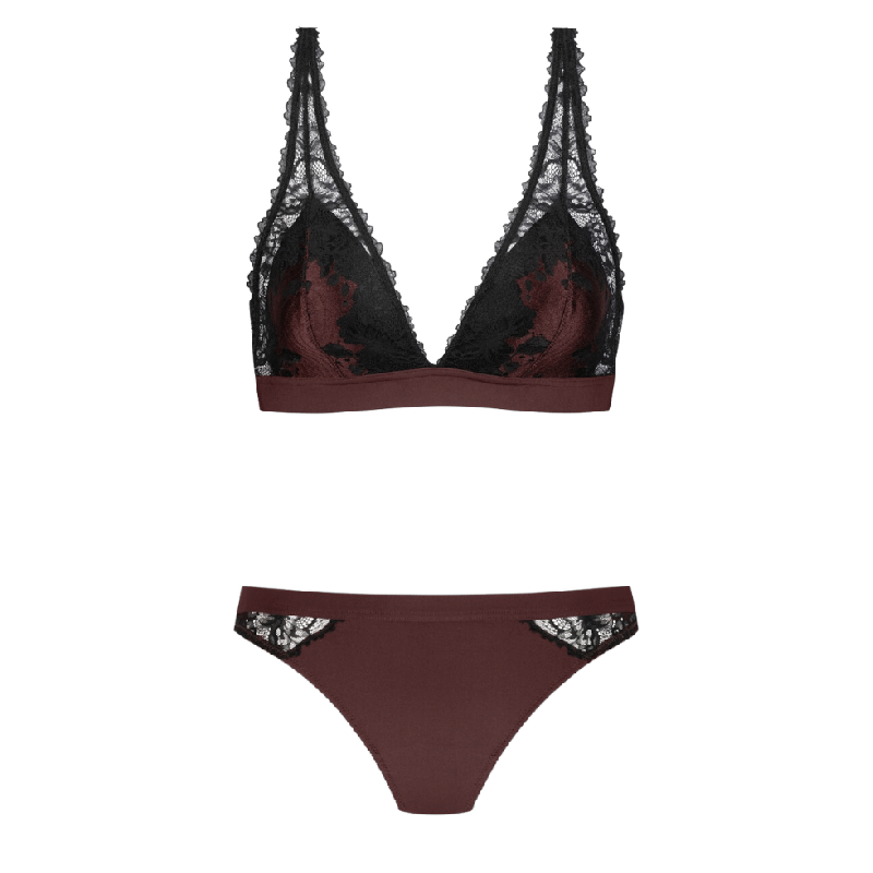 Completo Bralette e Brasiliana Mey Poetry Dream Hot Hot Maroon