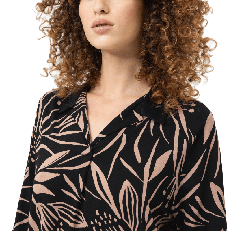 Camicia da Notte Lunga Mey Vivid Bloom Nero