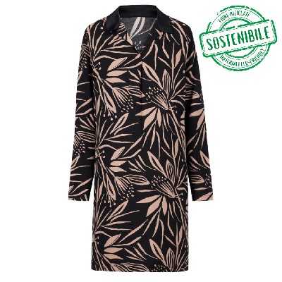 Camicia da Notte Lunga Mey Vivid Bloom Nero