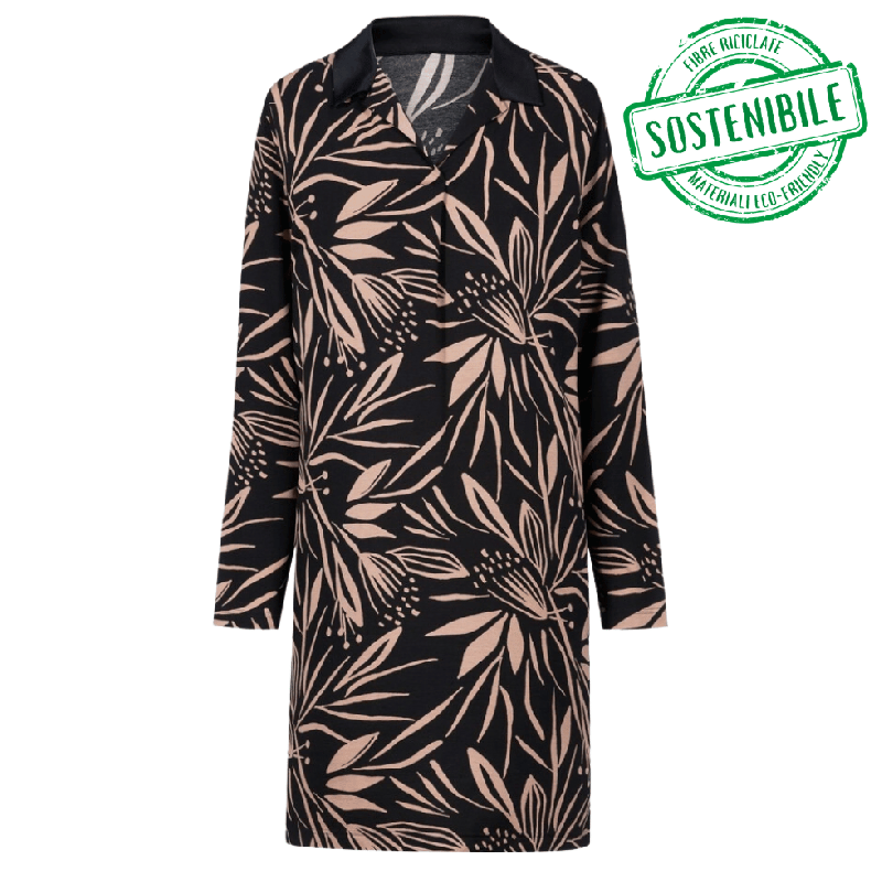 Camicia da Notte Lunga Mey Vivid Bloom Nero