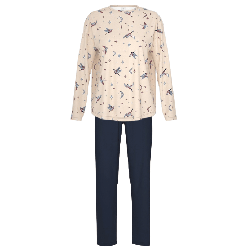 Pigiama in Cotone Mey Winter Birds Almond Milk