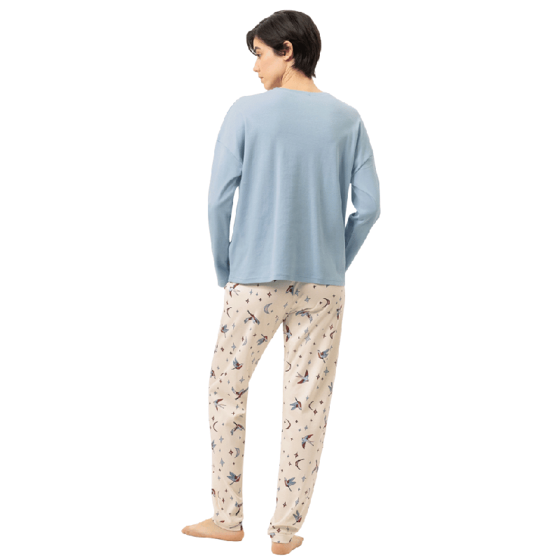Pigiama in Cotone Mey Winter Birds Almond Milk