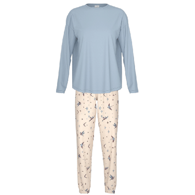 Pigiama in Cotone Mey Winter Birds Almond Milk