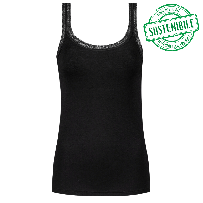 Top spalla larga in modal serie Modal Lace Mey nero
