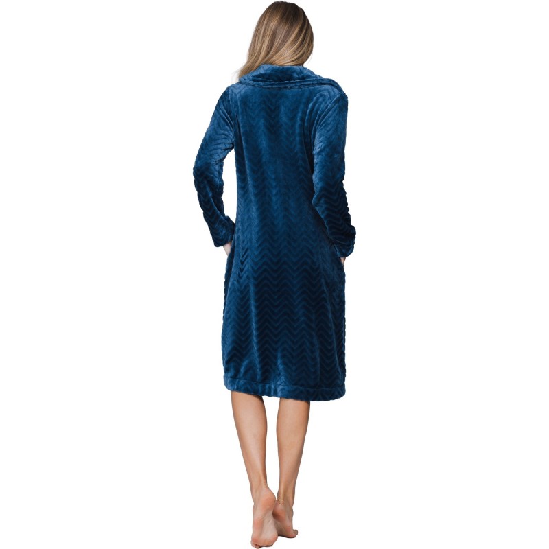 Vestaglia in pile Pastunette Nordic Bloom dark blue