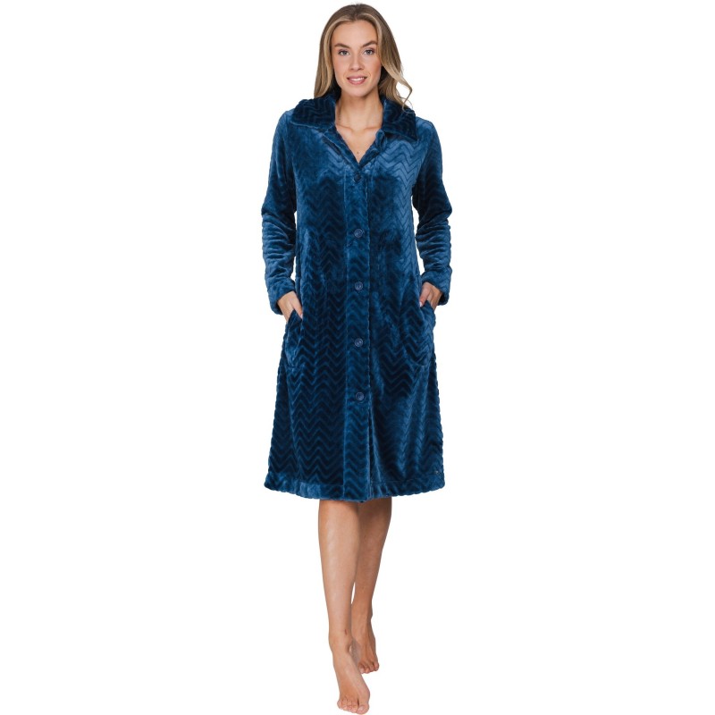 Vestaglia in pile Pastunette Nordic Bloom dark blue