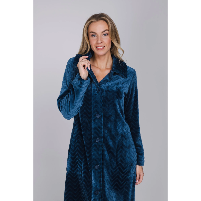 Vestaglia in pile Pastunette Nordic Bloom dark blue