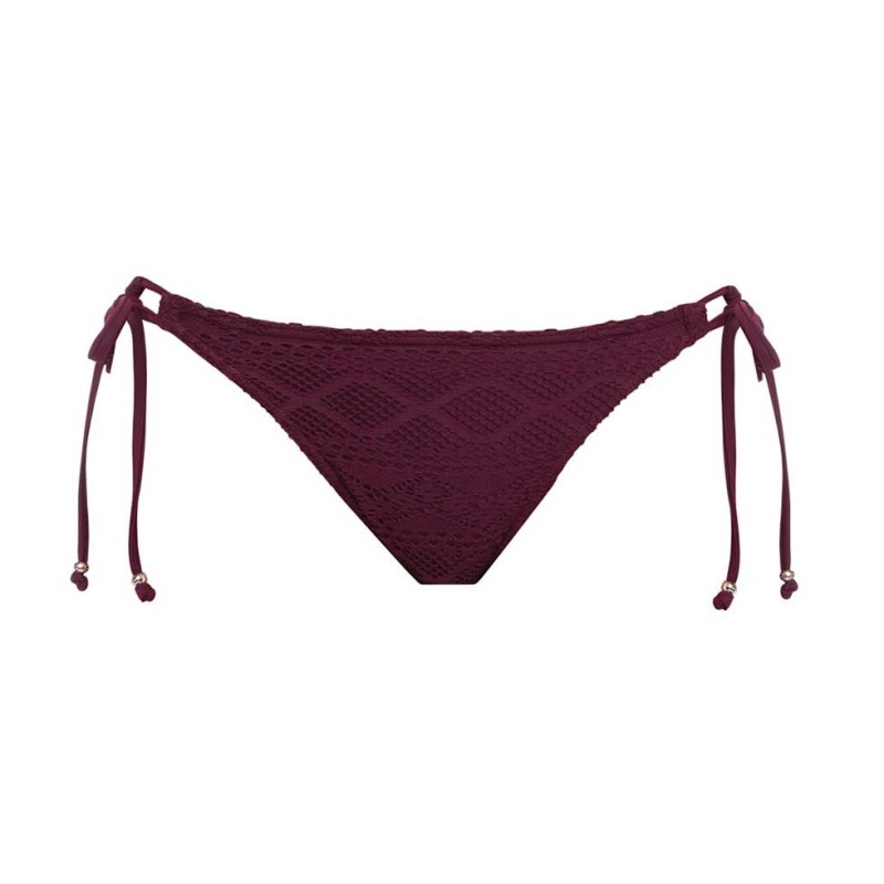 Slip con laccetti effetto uncinetto bordeaux