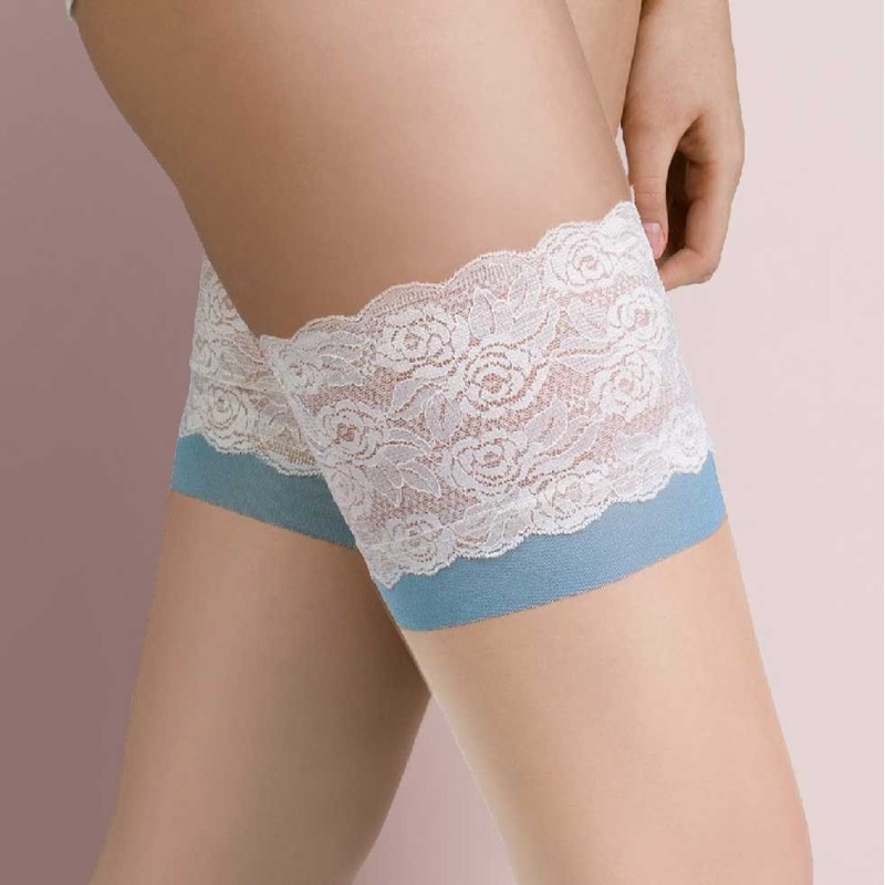 Autoreggenti sposa nudo e azzurro Gabriella