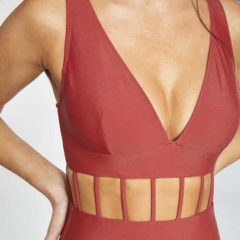 YM-81458-Costume da bagno intero Portimão rosso mattone