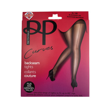 PP-PM AUN5-BLK-Collant Curves vintage con riga e tacco cubano-nero