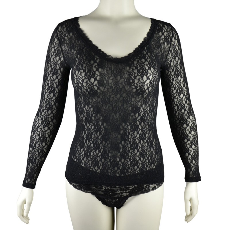 Maglia in pizzo elastico Dolche Amore Janira nero