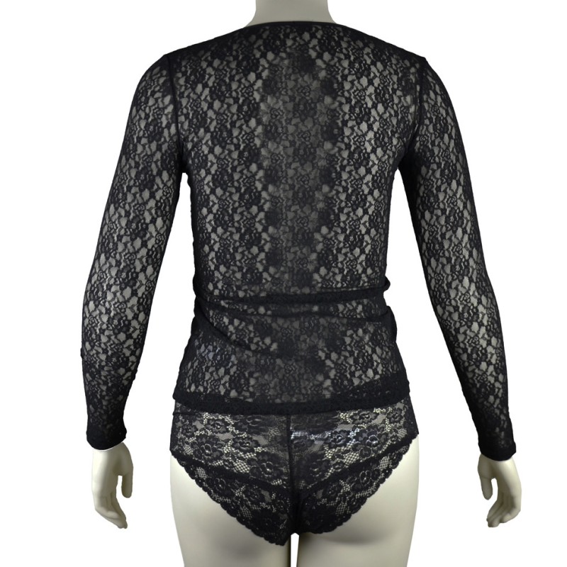 Maglia in pizzo elastico Dolche Amore Janira nero