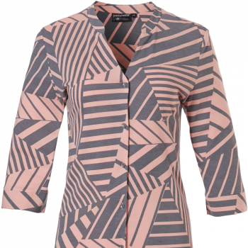 PA-15211-328-6 Camicia da notte aperta stampa grafica -Serie Graphics - salmone