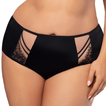 GOR-K497CZA-PARADISE- Slip alto con tulle taglio laser - Nero