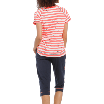 RE-21221-417-2- Pigiama manica corta a righe con smile - multicolore