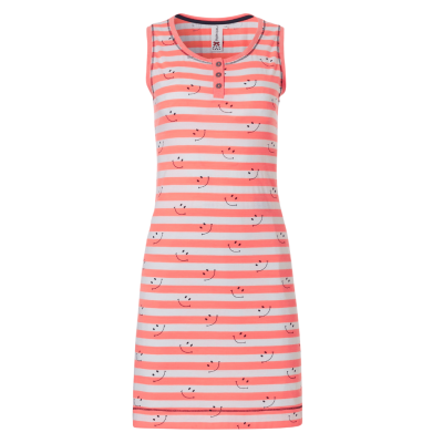 Camicia da notte salmone bianco con smile Rebelle