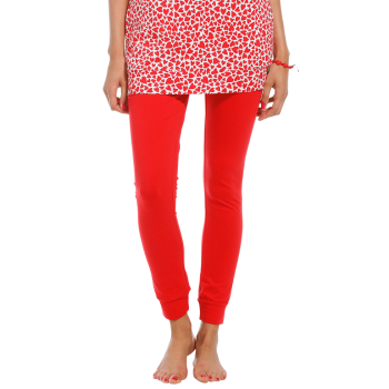 RE-21221-404-3- Pigiama con leggings e maximaglia a cuori - rosso e bianco
