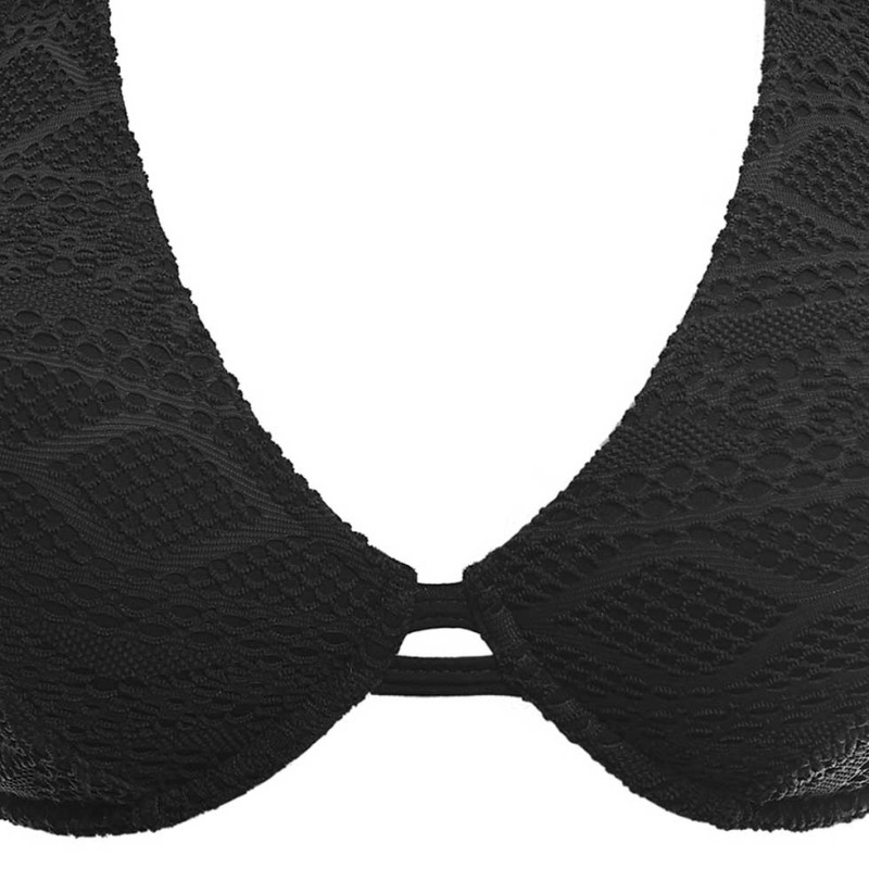 Costume a triangolo nera effetto uncinetto Freya