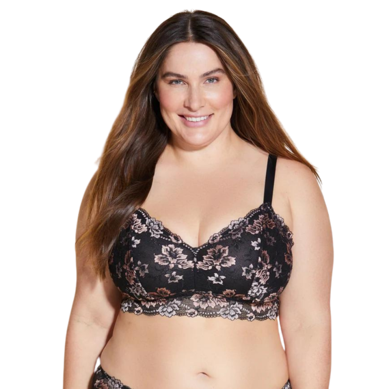 CB-SAVON1382P-BLKMAN - Savona Extended Bralette Curvy Longline - black mandorla
