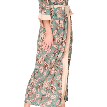 EN-M20/1 - Vestaglia Kimono lunga Euphoria in viscosa - verde