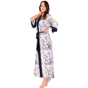 EN-M20/2 - Vestaglia Kimono lunga Euphoria in viscosa - blu