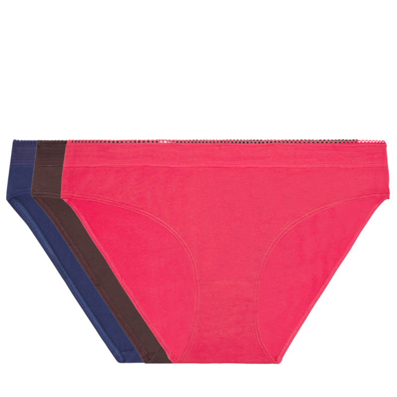 VA-99841-MR4 - Tripack slip in cotone Les Mini Prix - marrone lampone blu
