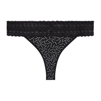 VA-94673-MR6- Tripack tanga in cotone Les Cotons- nero fantasia bianco nero