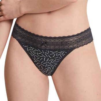 VA-94673-MR6- Tripack tanga in cotone Les Cotons- nero fantasia bianco nero