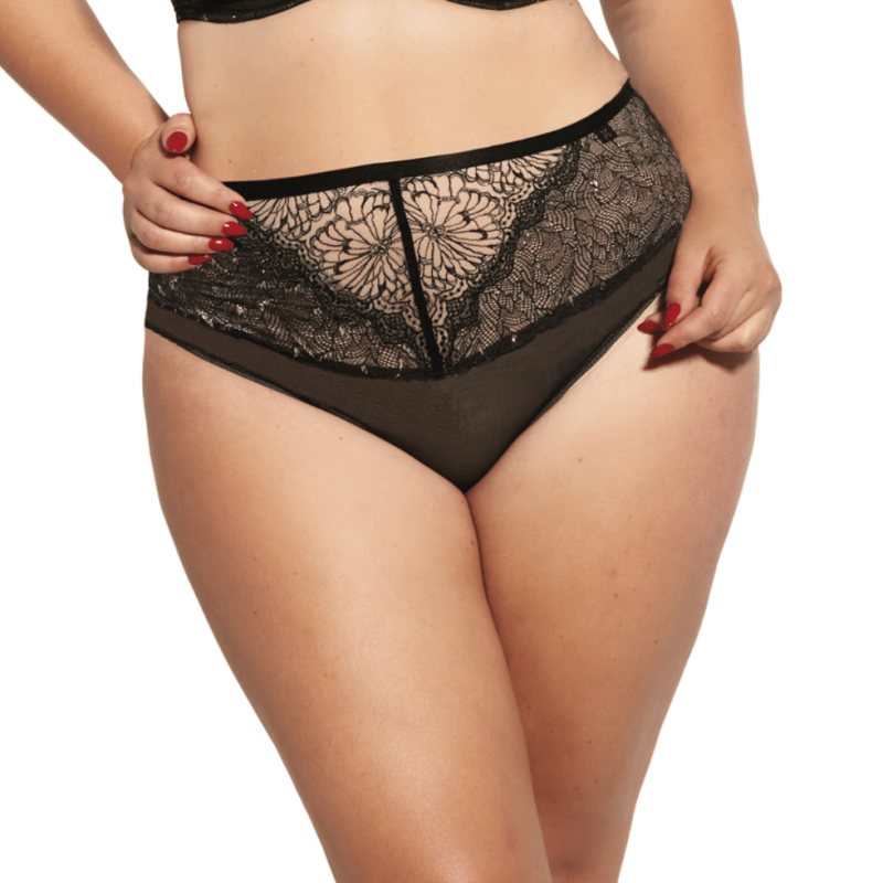 KL-FH-SI-BLK - Slip alto con pizzo - Nero oro