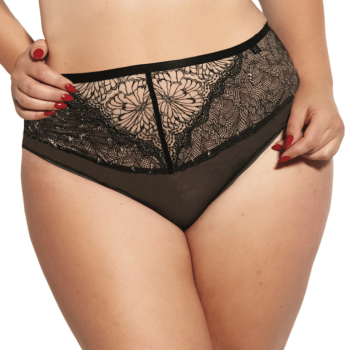 KL-FH-SI-BLK - Slip alto con pizzo - Nero oro