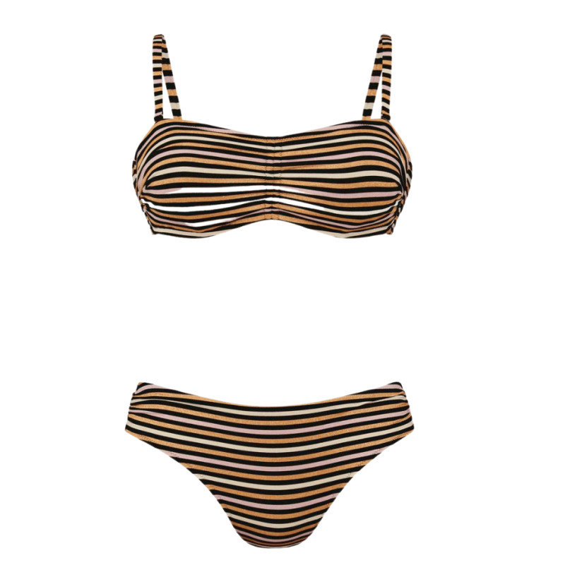 ANI-M36505.009- Bikini due pezzi senza ferro da protesi Santa Anna- Original nero righe lurex