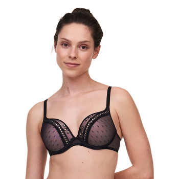 PAS-P42L20-011 - Reggiseno extra Push Up scollato Prisca con ferretto - Nero