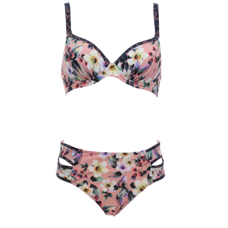 OL-31090-41- Bikini preformato con ferretto - rosa floreale
