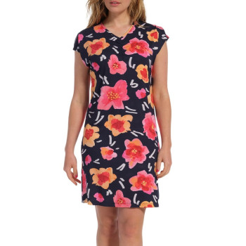 PA-16231-250-2-Abito in viscosa fantasia floreale - Dark Blue