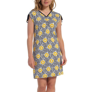 PA-16231-236-3- Abito in viscosa fantasia floreale - blu giallo