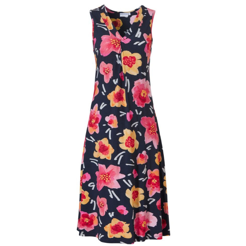PA-16231-250-1- Abito in viscosa fantasia floreale - Dark blue