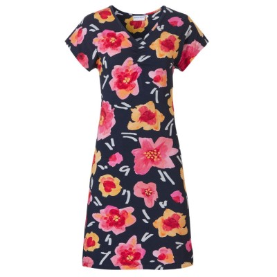 Abito fiori multicolor base blu Pastunette