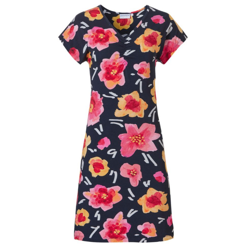 PA-16231-250-2-Abito in viscosa fantasia floreale - Dark Blue