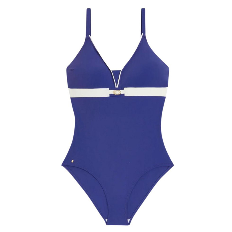 BF-71110-A26- Costume intero a triangolo senza ferretto Pantelleria - blu e bianco