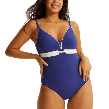 BF-71110-A26- Costume intero a triangolo senza ferretto Pantelleria - blu e bianco