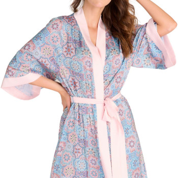 EN-M11/1 - Vestaglia Kimono lunga in raso Dream - Blue print