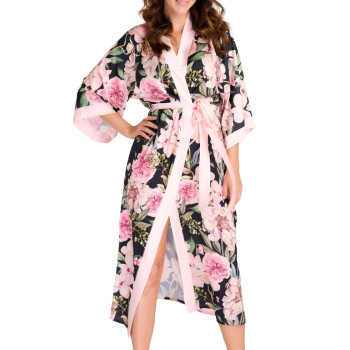 EN-M11/4 - Vestaglia Kimono lunga in raso Dream - Wild Rose