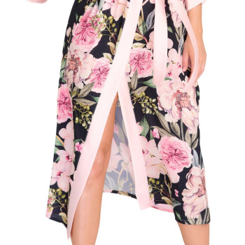EN-M11/4 - Vestaglia Kimono lunga in raso Dream - Wild Rose