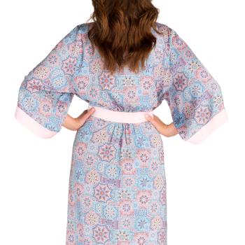 EN-M11/1 - Vestaglia Kimono lunga in raso Dream - Blue print