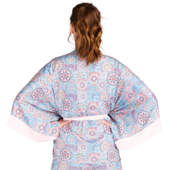EN-M10/1 - Kimono corto in raso Darling - Blue print
